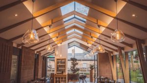 View of the interior of Moor Hall Restaurant